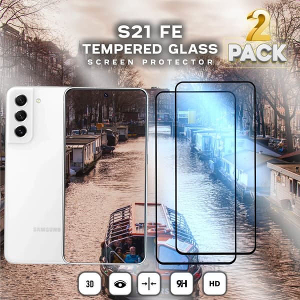 2-Pack Samsung Galaxy S21 FE - Härdat glas 9H-Super kvalitet 3D Skärmskydd
