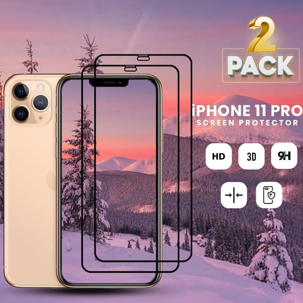 2-pack iPhone 11 Pro - 9H Härdat glas - Super kvalitet -3D Skärmskydd