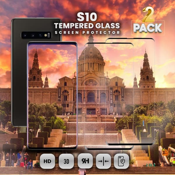 2-Pack Samsung Galaxy S10 - Härdat Glas 9H - Super Kvalitet 3D Skärmskydd