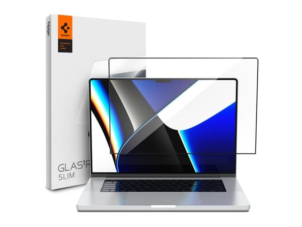 Spigen GLAS.tR SLIM, Bærbar PC-skjermbeskytter, Gjennomsiktig, Apple, Macbook Pro 14 inch (A2442), Herdet glass, 35,6 cm (14")