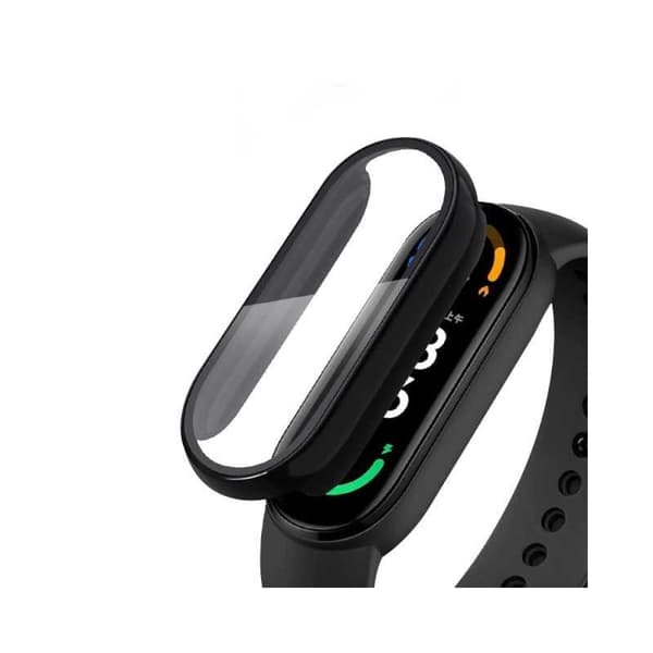 2-PACK Xiaomi Mi Band 6 NFC/5/4/3 stødabsorberende skal 9H hærdet glas 2i1 Svart