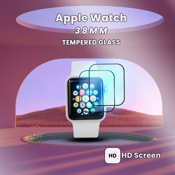 2 Pack Apple Watch 38mm -Härdat glas 9H – Super kvalitet 3D