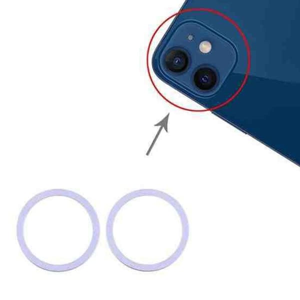 iPhone 12 Linsskydd med Metallram - Lila (2-pack)