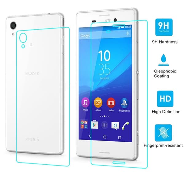 Til Xperia M4 Aqua Front&Back 9H Skærmbeskytter af hærdet glas