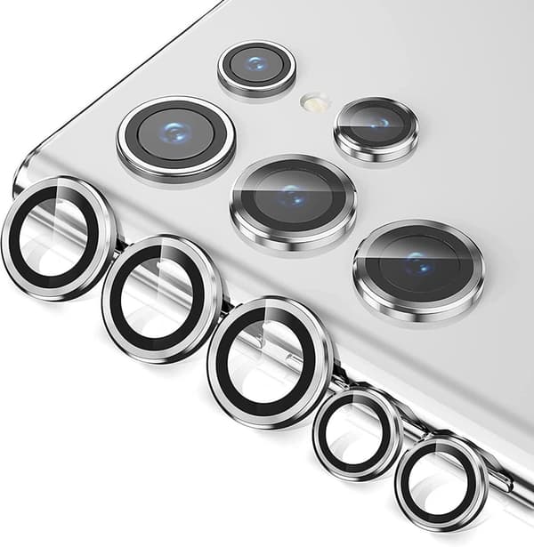 2x Sølv Samsung S22 Ultra kameralinsedeksel