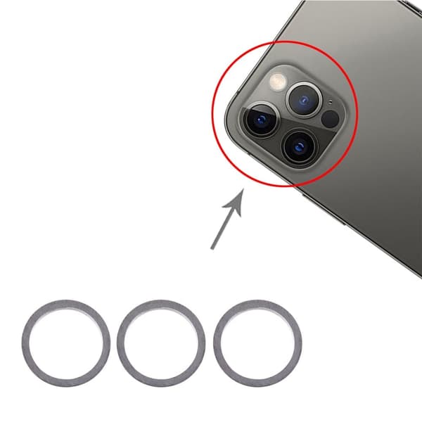 iPhone 12 Pro Objektivdæksel med Metalramme - Grafit (3-Pak)