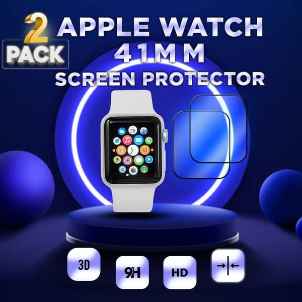 2 Pack Apple Watch 41mm -Härdat glas 9H – Super kvalitet 3D