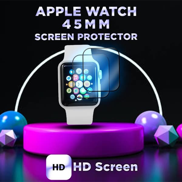 2 Pack Apple Watch 45mm -Härdat glas 9H – Super kvalitet 3D
