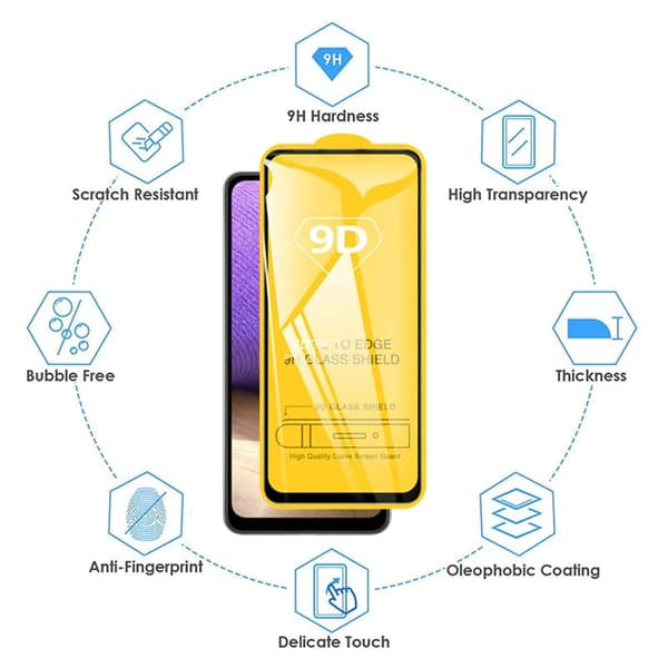 9D  Skærmbeskytter Samsung Galaxy A12/ A13 5G (6.5'')hærdet glas, 2-pak