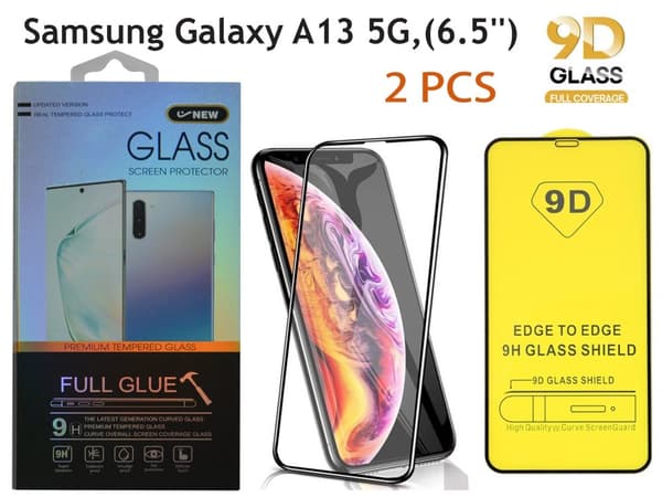 9D  Skærmbeskytter Samsung Galaxy A12/ A13 5G (6.5'')hærdet glas, 2-pak