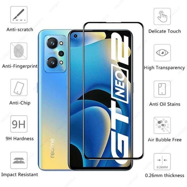Realme GT 2 / GT Neo 2 hærdet glas 3D 0,26 mm 9H Fullframe
