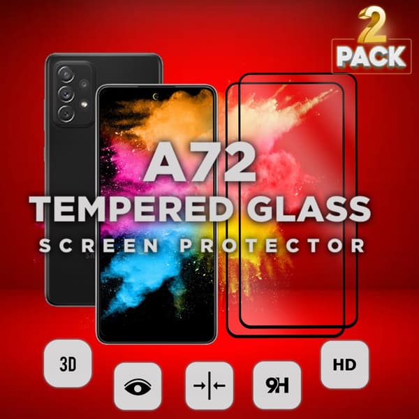 2 Pack Samsung Galaxy A72 - Härdat glas 9H-Super kvalitet 3D