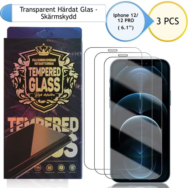 3-PACK- skærmbeskytter iPhone 12 /iPhone 12 PRO (6.1'')-  Gennemsigtig