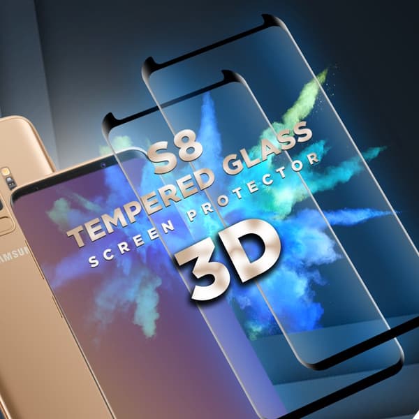 2 Pack Samsung S8 - Härdat glas 9H–Super kvalitet 3D Skärmskydd