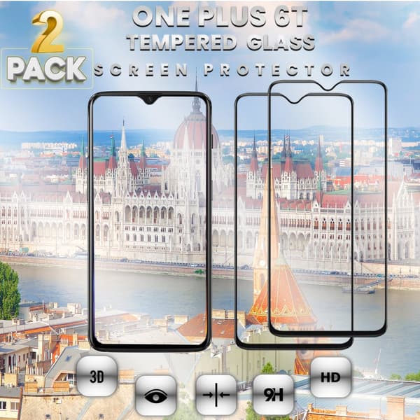 2 Pack OnePlus 6T - Härdat glas 9H-Super kvalitet 3D
