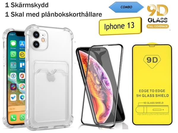 Iphone 13: 2 in 1 -yhdistelmä: 1 -Näytönsuoja ja 1 kotelo lompakkokorttitelineellä