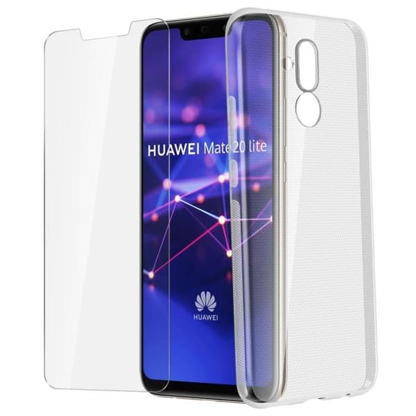 Huawei Mate 20 Lite bakstycke + skärm härdat glasfilm - genomskinlig