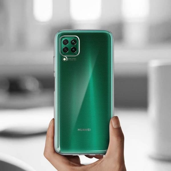 Huawei P40 Lite styvt fodral och skärmfilm av härdat glas 9H 4Smarts Transparent Vit