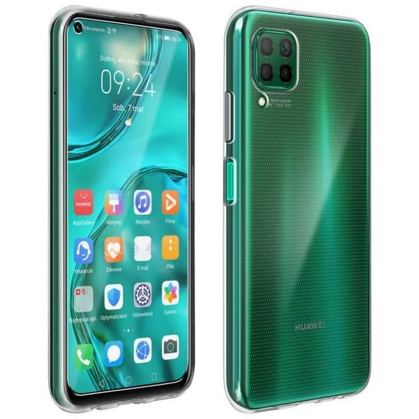 Huawei P40 Lite styvt fodral och skärmfilm av härdat glas 9H 4Smarts Transparent Vit