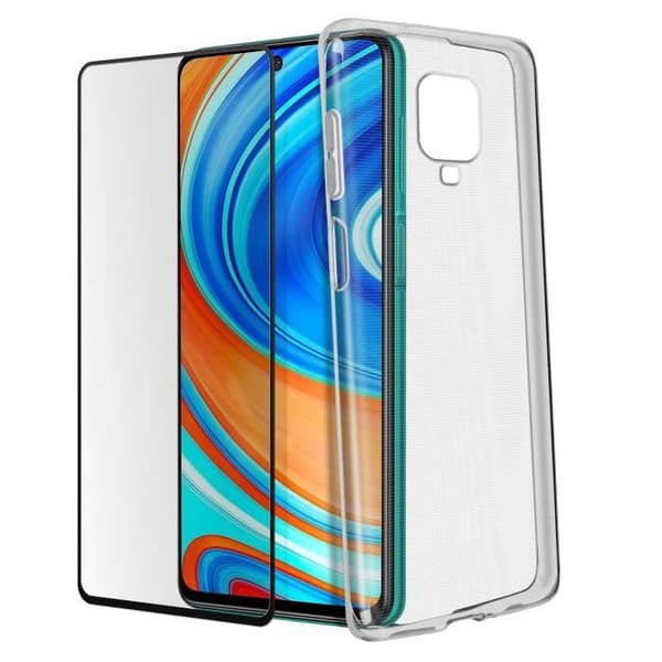 Xiaomi Redmi Note 9S / 9 Pro / 9 Pro Max Fodral härdat glasfilm Black Outline Black