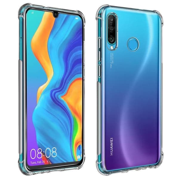 Skyddspaket Huawei P30 Lite / Huawei P30 Lite XL Fodral + Transparent Film Vit