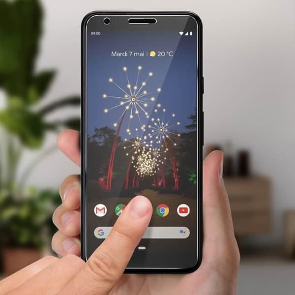Skyddsglas i härdat glas 9H 0.3mm för Google Pixel 3A - AVIZAR - Vit - Stötar och repor