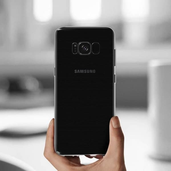 Fodral till Samsung Galaxy S8 - AVIZAR - Mjuk silikon - 9H härdat glasfilm - Svart kontur