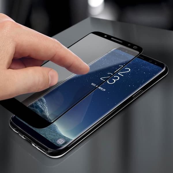 Fodral till Samsung Galaxy S8 - AVIZAR - Mjuk silikon - 9H härdat glasfilm - Svart kontur