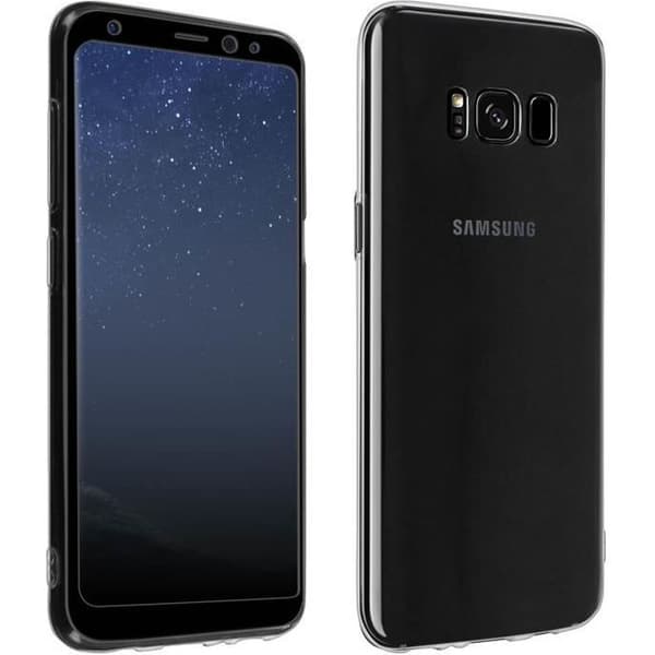 Fodral till Samsung Galaxy S8 - AVIZAR - Mjuk silikon - 9H härdat glasfilm - Svart kontur