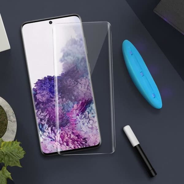 Film för Samsung Galaxy S20 härdat glas 9H LED-lampa flytande lim Transparent
