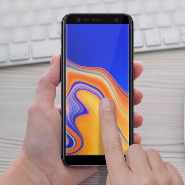 Skyddsfilm - AVIZAR - Galaxy J6 Plus - 9H härdat glas - Fasade kanter - 11D-teknik