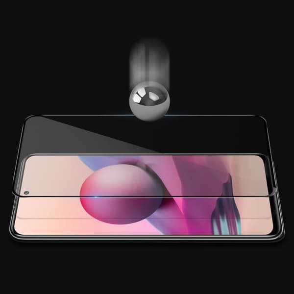 Xiaomi Redmi Note 10s härdat glas Anti-repa 100% självhäftande yta svart