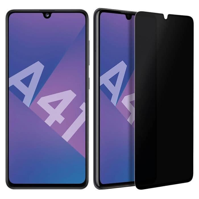 Film Samsung Galaxy A41 Anti-spion härdat glas 9H Anti-fingeravtryck Transparent Svart