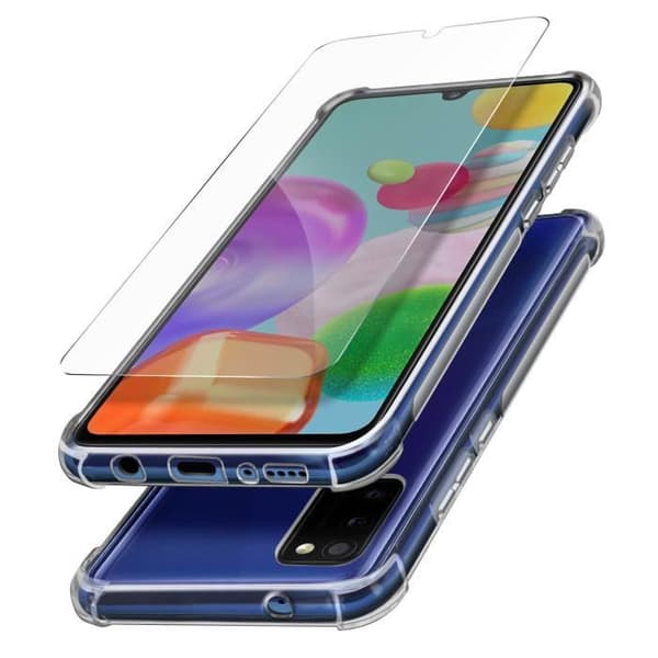 AVIZAR skyddspaket för Samsung Galaxy A41 - Mjukt fodral + 9H härdat glas - 360°