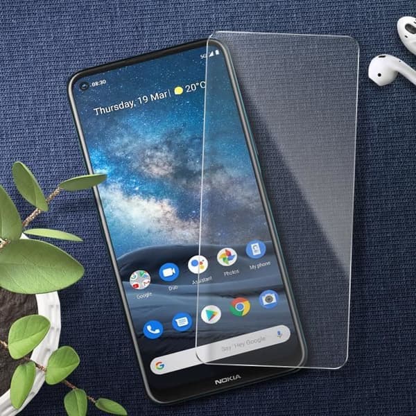 Skärmskyddsfilm - Nokia - 8.3 - 9H härdat glas - Stötsäker - Fasade kanter - Transparent vit