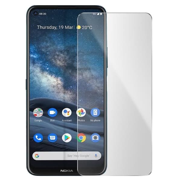 Skärmskyddsfilm - Nokia - 8.3 - 9H härdat glas - Stötsäker - Fasade kanter - Transparent vit