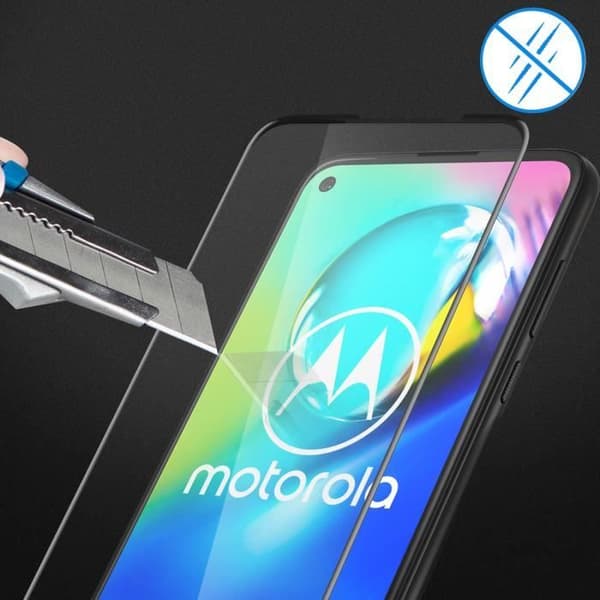 Härdat glasfilm för Motorola Moto G8 Power - AVIZAR - Full vidhäftning - Svart kontur