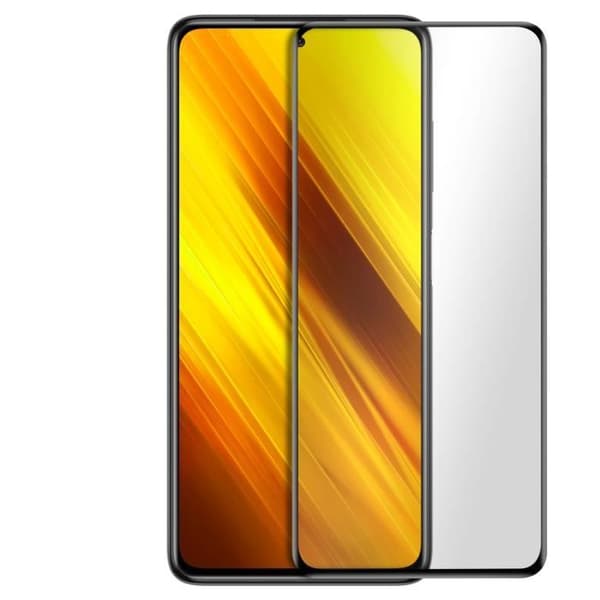 Xiaomi Poco X3 film av härdat glas, fasad transparent svart kontur