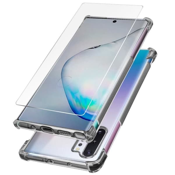 Skyddspaket - AVIZAR - Galaxy Note 10 Plus - Mjuk skal - Härdat glasfilm - 360° skydd