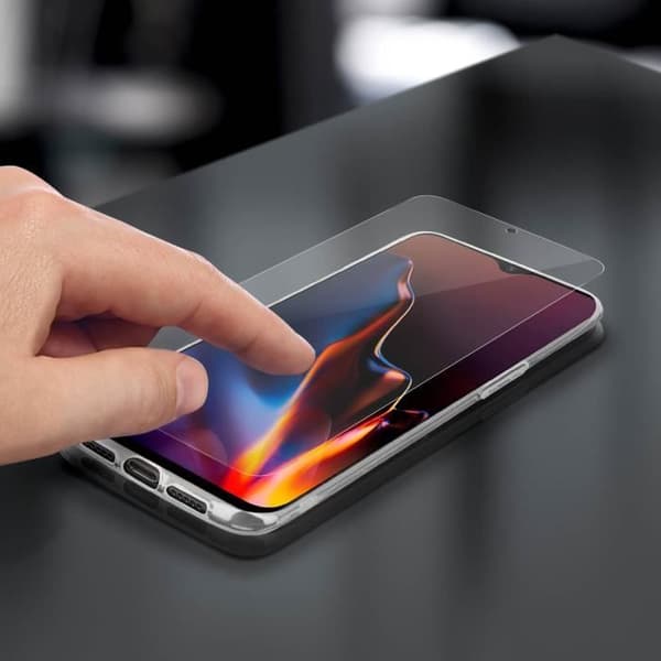 Fodral och Skyddande Film - OnePlus - 6T - Transparent Silikon - Härdat Glas - Repåterståndig