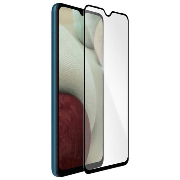 Film för Samsung Galaxy A12 Böjt härdat glas Transparent svart kontur