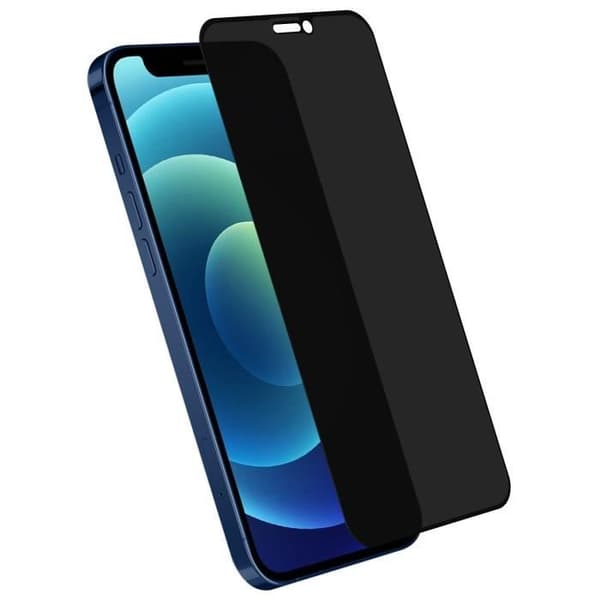 Skyddsfilm - AVIZAR - iPhone 12 Mini - 9H härdat glas - Anti-spion - Svart