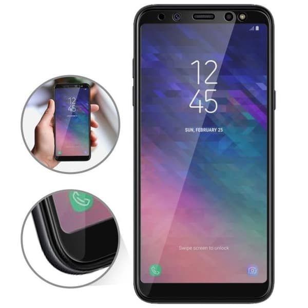 Film till Samsung Galaxy A6 - AVIZAR - Skärmskydd i härdat glas - Svart
