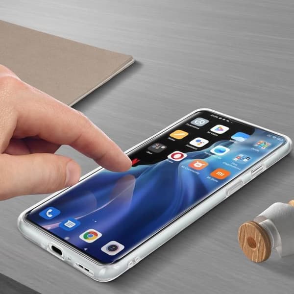 Skyddande skal - Xiaomi - Mi 11 - Mjuk Silikon - 9H Härdat Glas Film - Transparent Vit