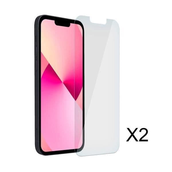 Högkvalitativ härdat glasskiva (x2) som skyddar din skärm från repor och stötar för Apple iPhone 13 mini. Lång