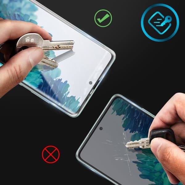 Film för Samsung Galaxy S20 FE Transparent fasat härdat glas med svart kant