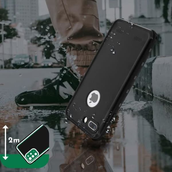 Fodral iPhone 7 Plus / 8 Plus Bi-material Vattentät 2m Black Redpepper Screen Film Black