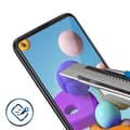 Miniatyrbild 3 av 4: Galaxy A21s Skärmfilm härdat glas 9H Anti-fingeravtryck - Transparent Svart kontur Svart