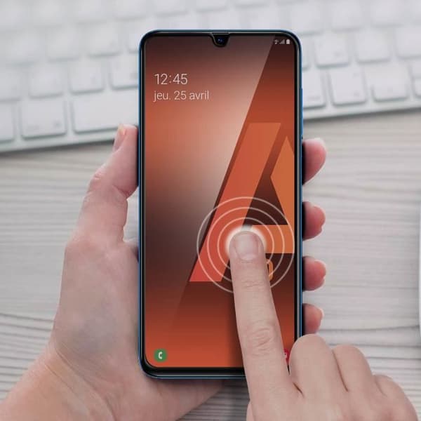 Skyddsfilm - AVIZAR - Galaxy A70 - Härdat glas - Anti-fingeravtryck - Svart kontur