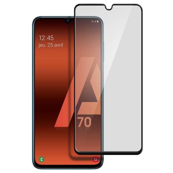 Skyddsfilm - AVIZAR - Galaxy A70 - Härdat glas - Anti-fingeravtryck - Svart kontur